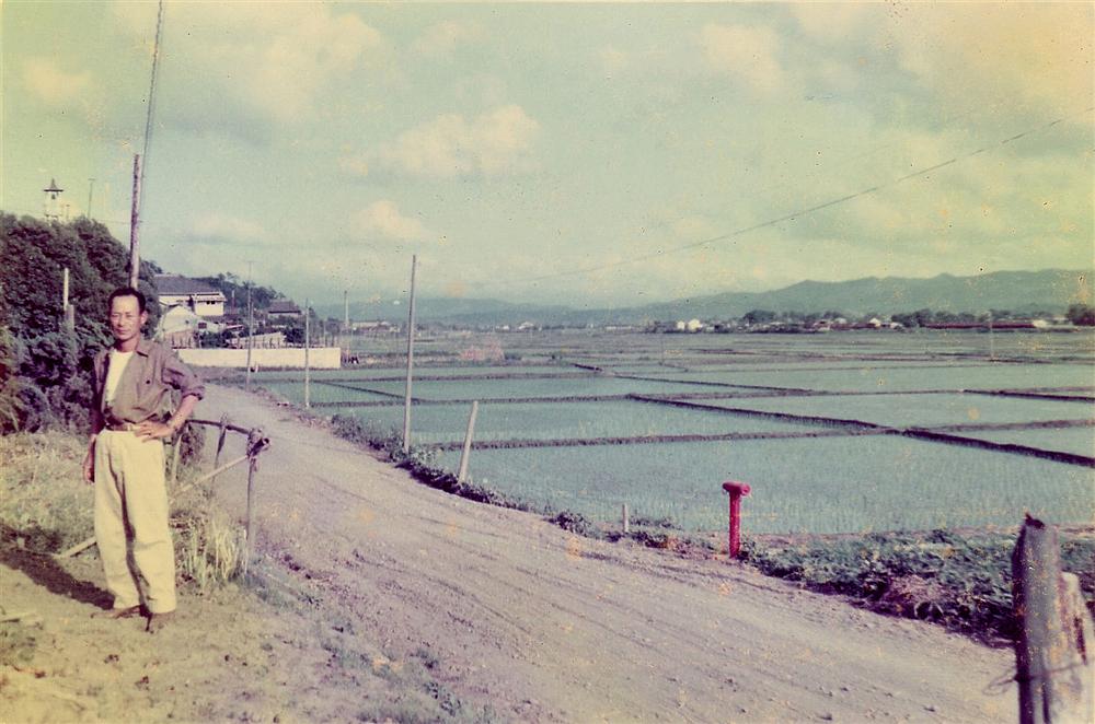 君津市 1964 (昭和39) 坂田 坂田字五龍の田 右端列車 左端坂田八分団の櫓